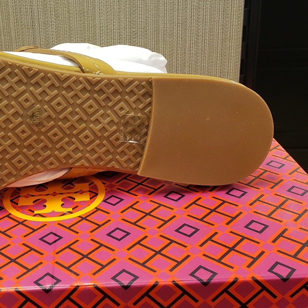 Tory Burch Miller Sand Patent Leather Sandals-10 - Picture 6 of 7
